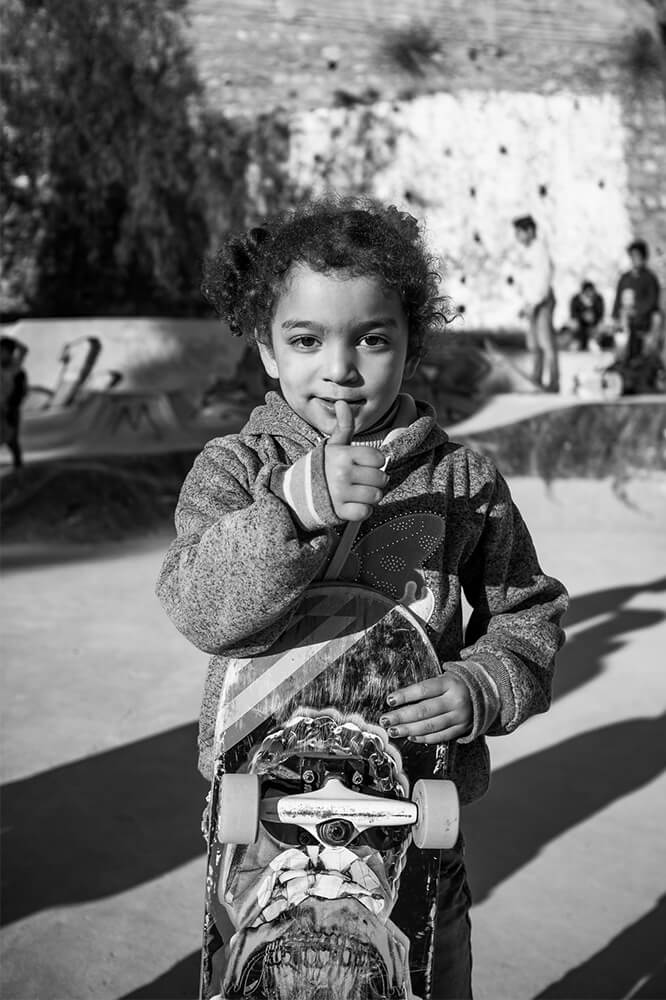 Refugee kid in Jordan with a skateboard