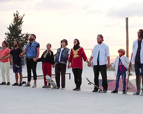 Actors at the Jayyous skatepark in Palestine