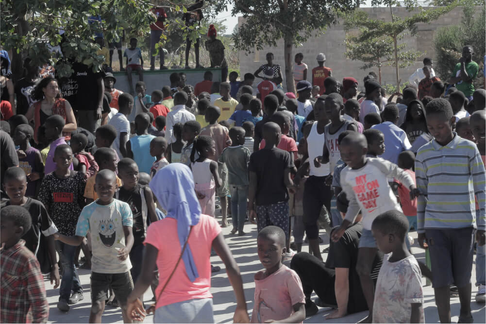 Zambian children playing around at the new skatepark in Mongu, Zambia