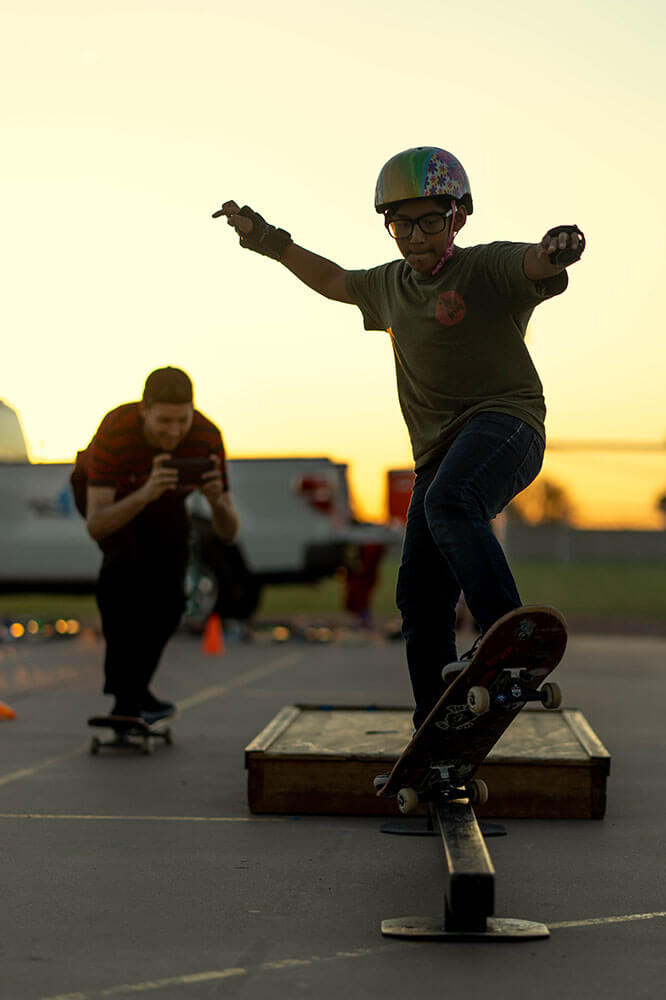 Skate After School boy doing a five-o on a skateboard