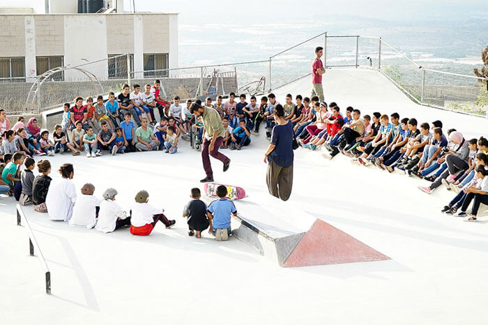Rehearsal at Jayyous Skatepark, Palestine