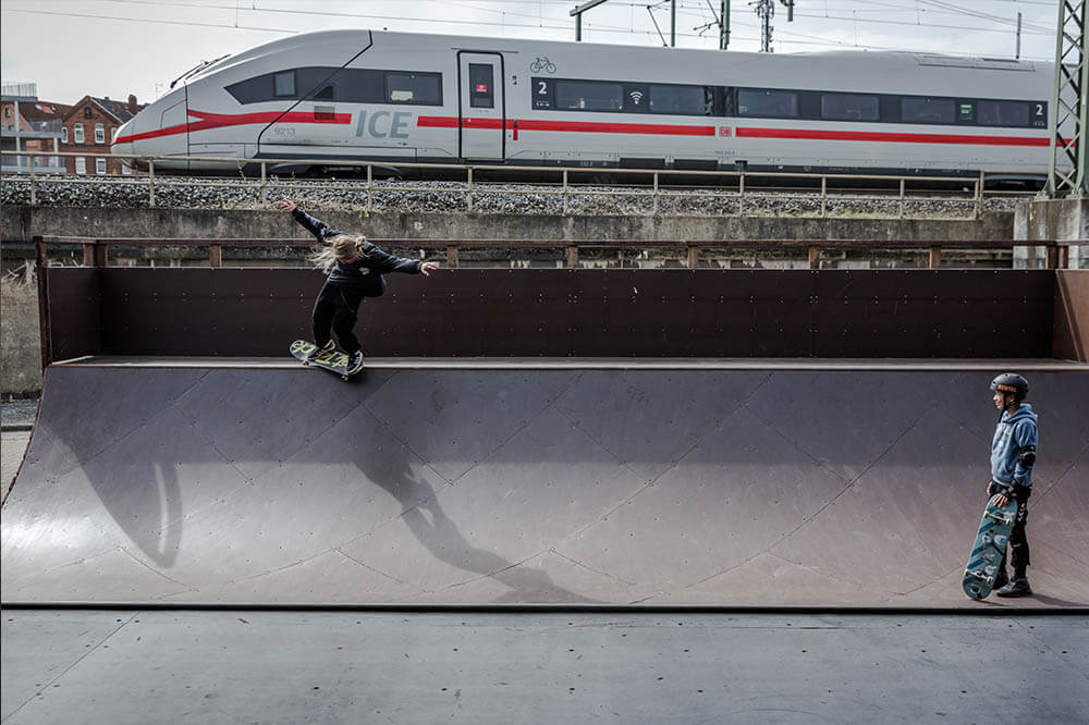  Ukrainian Skateboarder on a ramp in Hanover, Germany