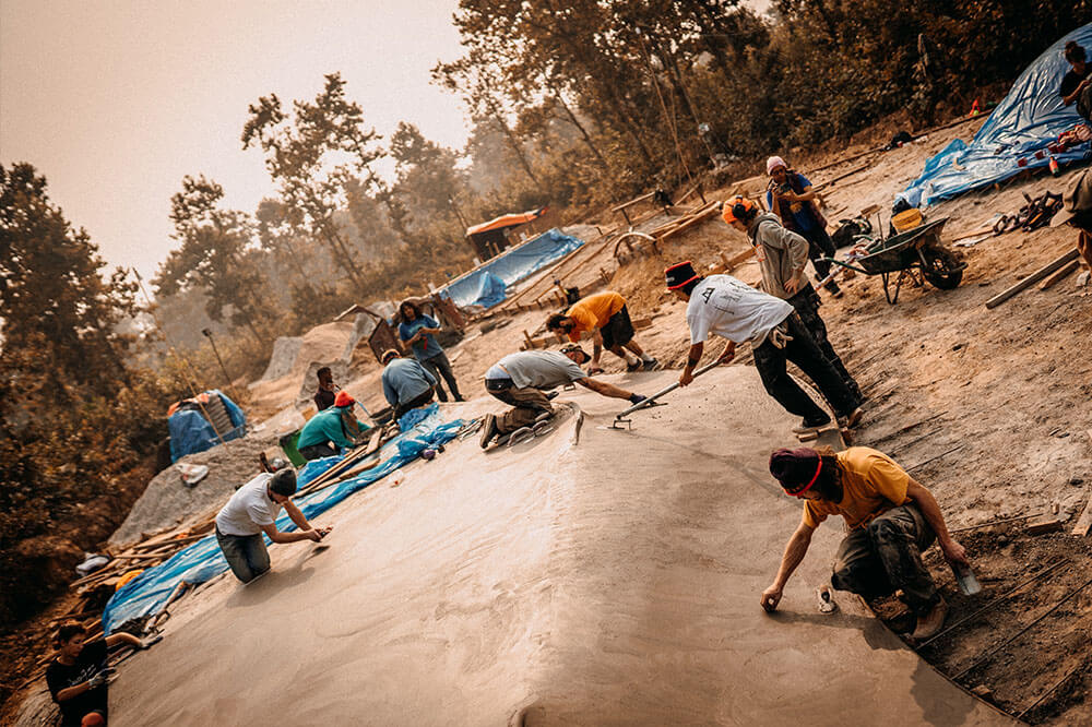 Skatepark builder working in Bangladesh