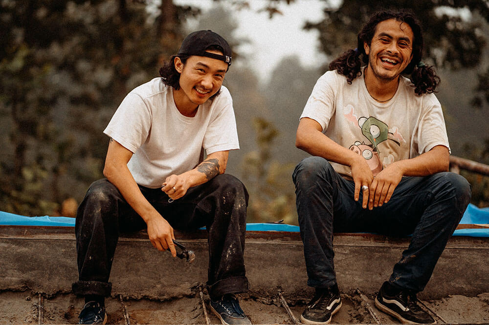 Potrait of two skatepark builders