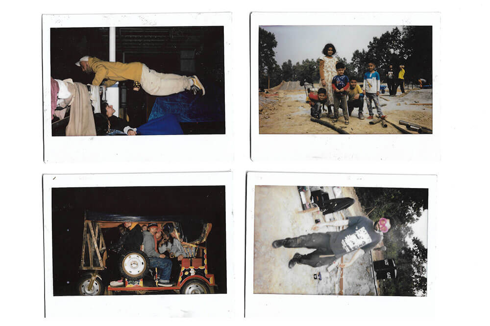 Collage of polaroid from Bangladesh's first skatepark