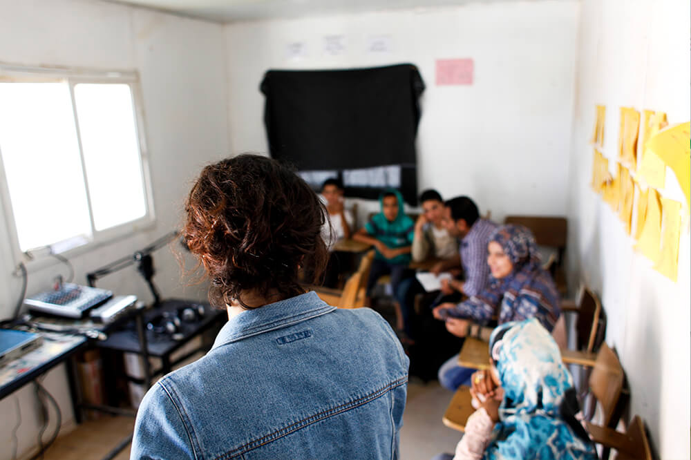 Classroom in a refugee camp in Jordan